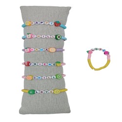D-864 - Lot de 50 Bracelets TAILLE ENFANT avec perles lettres et fruits